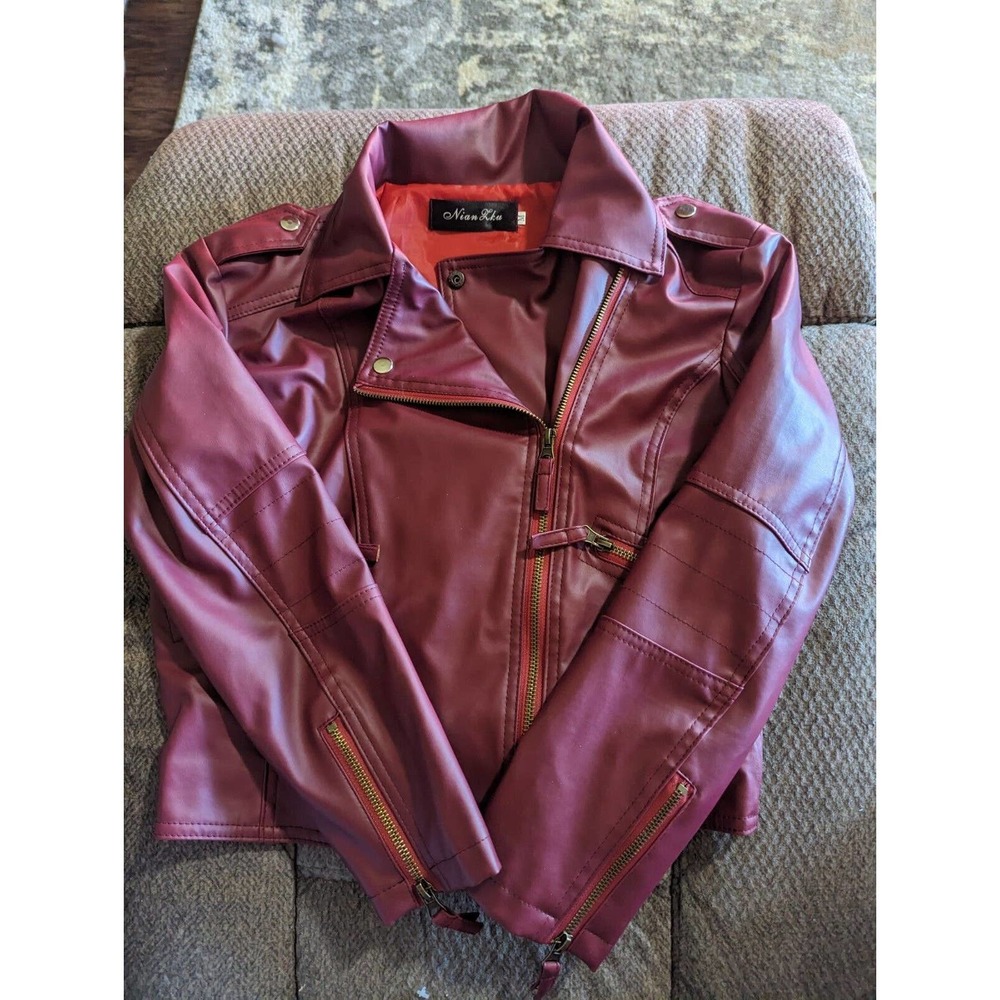Southside Serpents Burgundy Jacket Women's Fashion Leather Nian Lhu-Medium SOFT